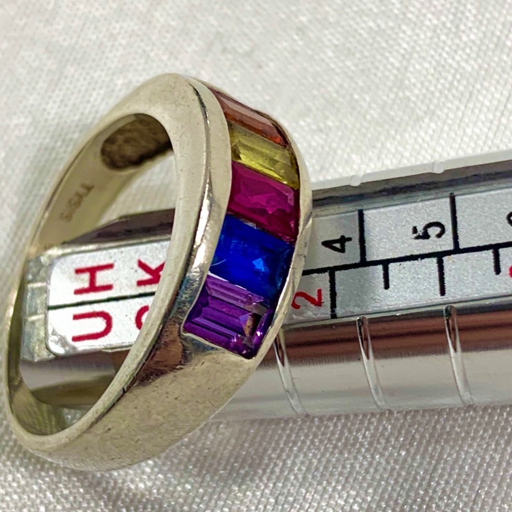 Rainbow stone Tysis .925 sterling ring size 8.75